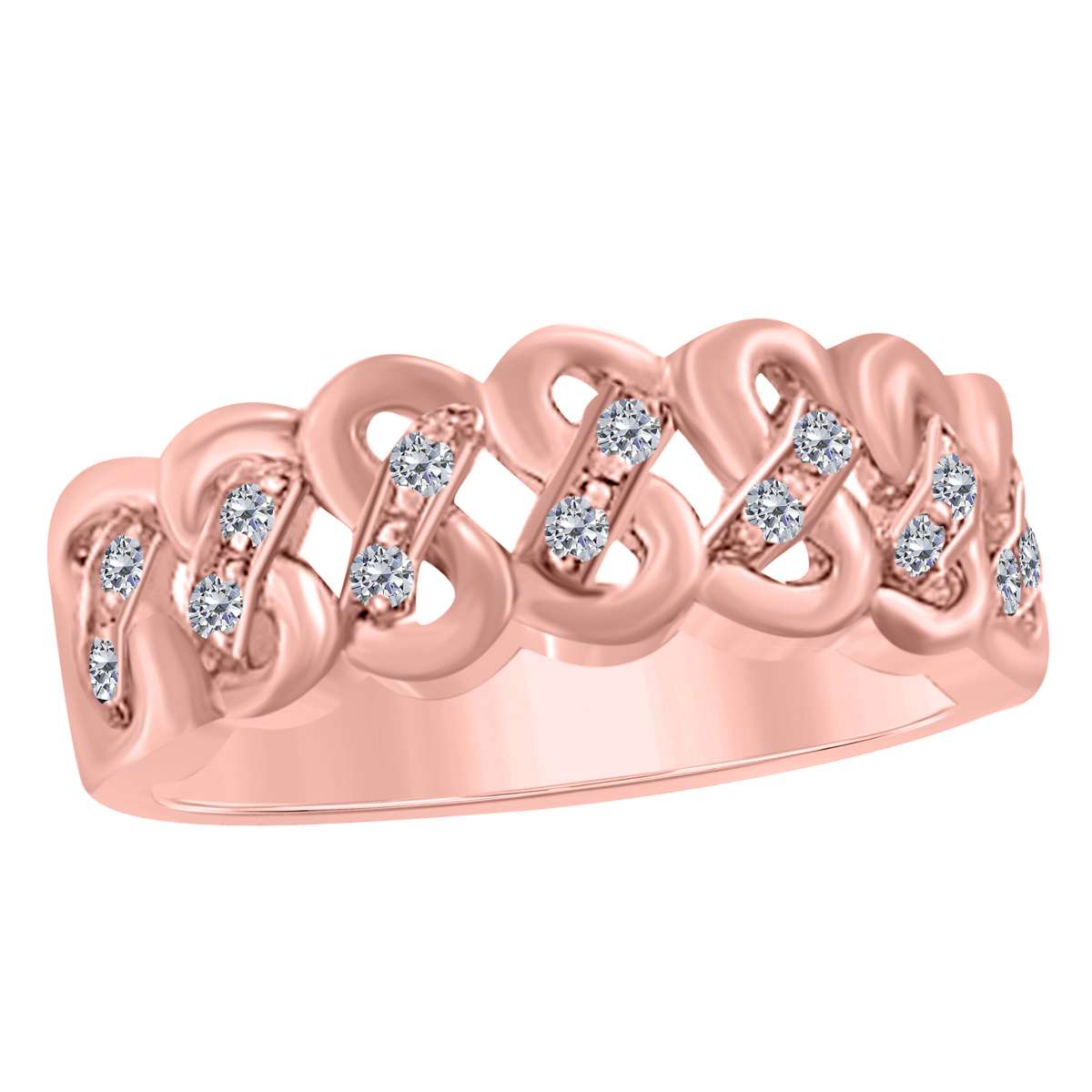 0.15 Carat Natural Diamond Wedding Band For Women In 10K Rose White & Yellow Gold Mauli Jewels