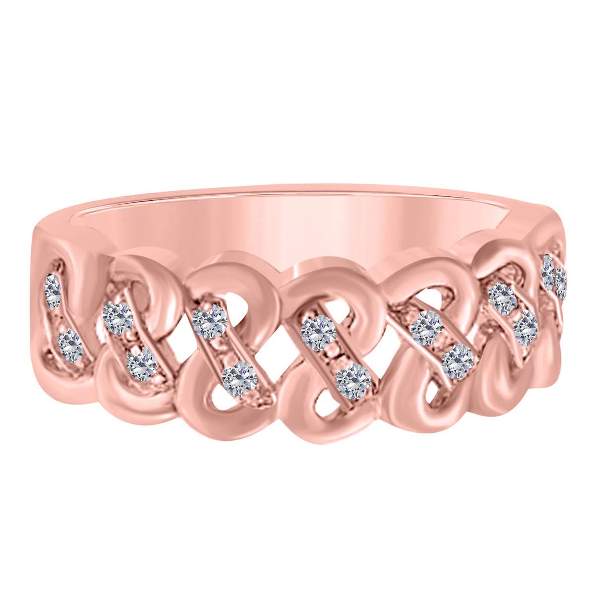 0.15 Carat Natural Diamond Wedding Band For Women In 10K Rose White & Yellow Gold Mauli Jewels