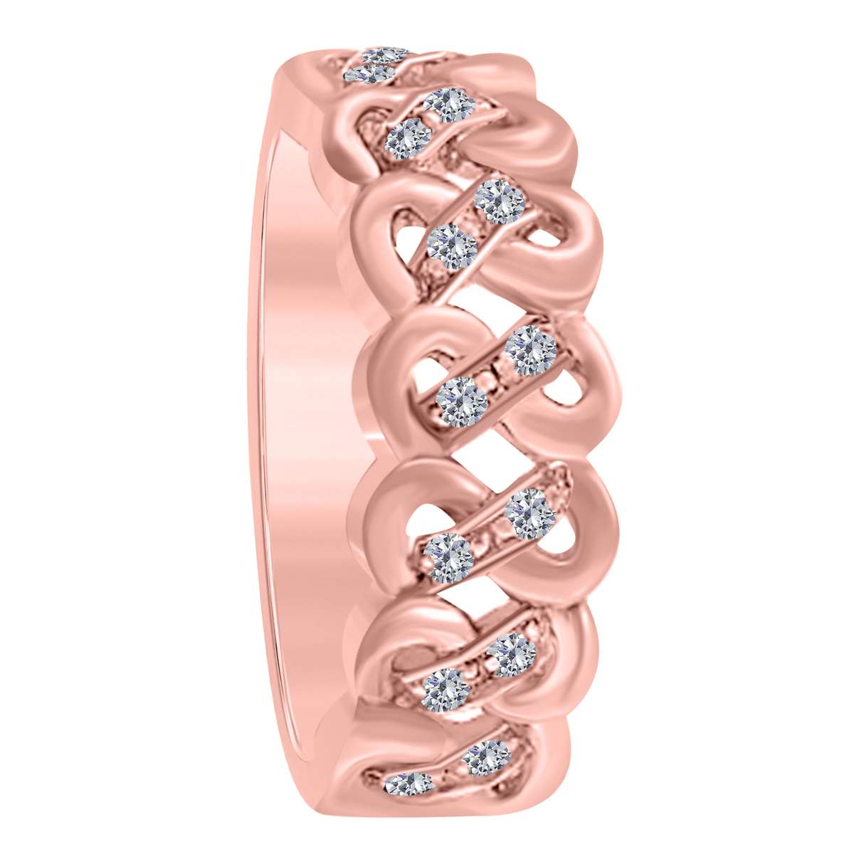0.15 Carat Natural Diamond Wedding Band For Women In 10K Rose White & Yellow Gold Mauli Jewels