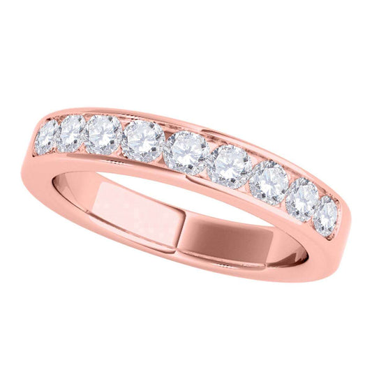 0.55 Carat Brilliant Cut White Diamond Channel Set Wedding Band For Women In 14K Rose White & Yellow Gold Mauli Jewels