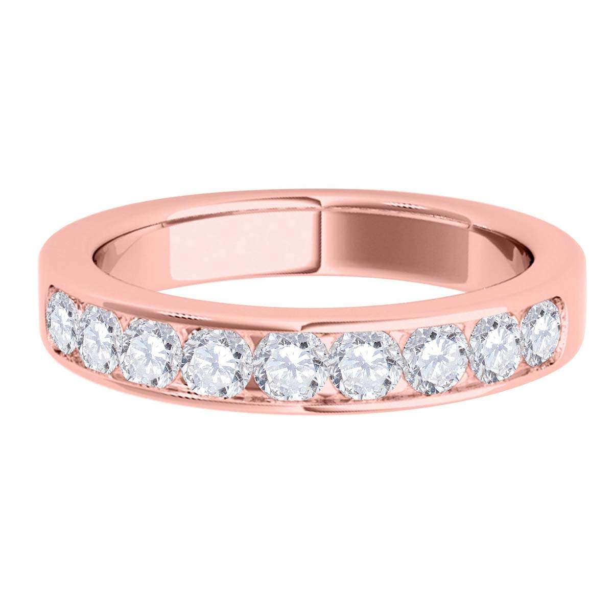 0.55 Carat Brilliant Cut White Diamond Channel Set Wedding Band For Women In 14K Rose White & Yellow Gold Mauli Jewels