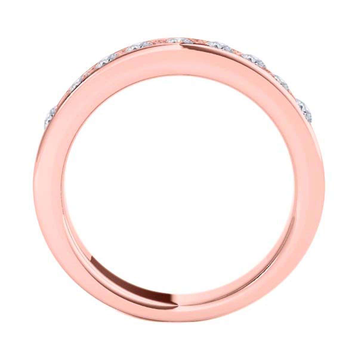 0.55 Carat Brilliant Cut White Diamond Channel Set Wedding Band For Women In 14K Rose White & Yellow Gold Mauli Jewels