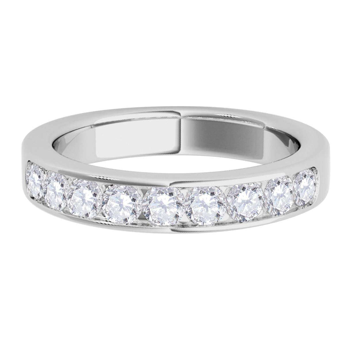 0.55 Carat Brilliant Cut White Diamond Channel Set Wedding Band For Women In 14K Rose White & Yellow Gold Mauli Jewels
