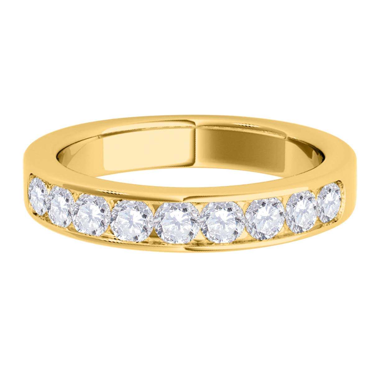0.55 Carat Brilliant Cut White Diamond Channel Set Wedding Band For Women In 14K Rose White & Yellow Gold Mauli Jewels