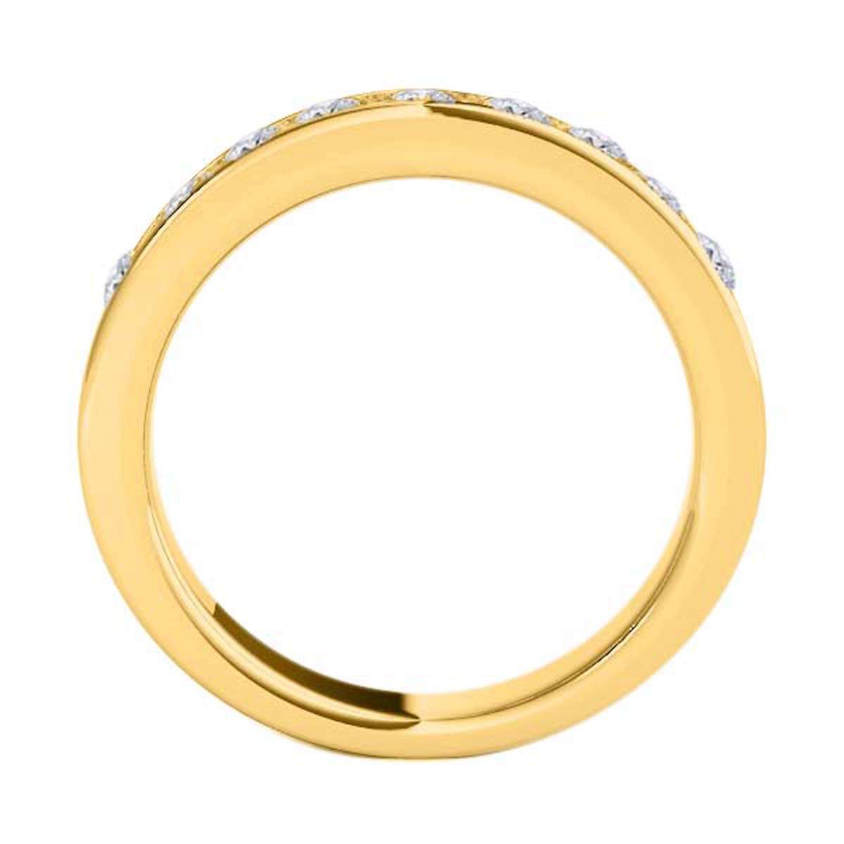 0.55 Carat Brilliant Cut White Diamond Channel Set Wedding Band For Women In 14K Rose White & Yellow Gold Mauli Jewels