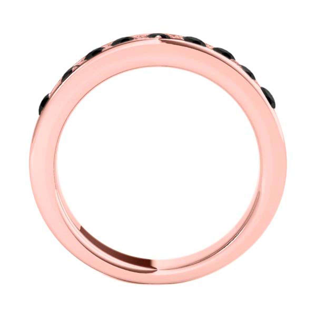 1.00 Carat Natural Black Diamond Channel Set Wedding Band In 14K Rose White & Yellow Gold Mauli Jewels