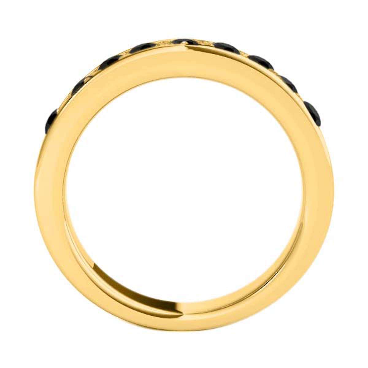1.00 Carat Natural Black Diamond Channel Set Wedding Band In 14K Rose White & Yellow Gold Mauli Jewels