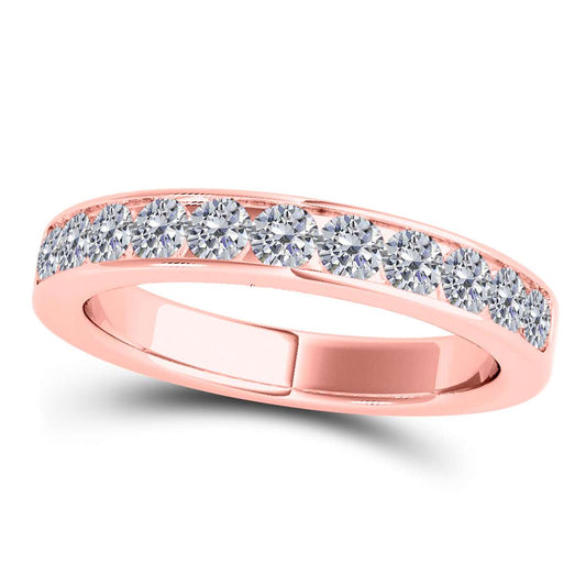 0.55 Carat White Diamond Channel Set Wedding Band For Women in 14K Rose White & Yellow Gold Mauli Jewels