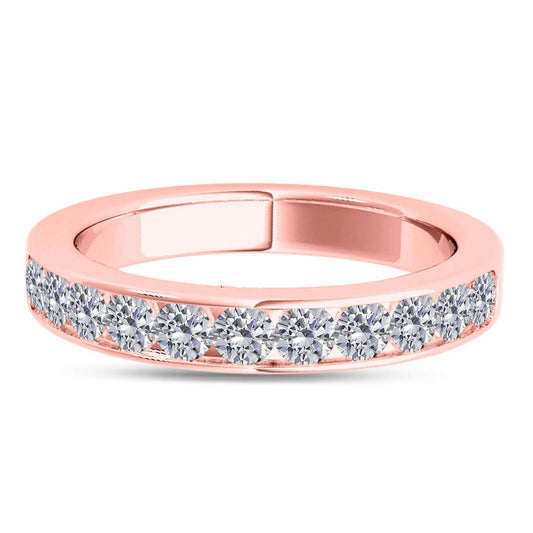 1.00 Carat White Diamond Channel Set Wedding Band for Women in Solid 14K Rose, White & Yellow Gold Mauli Jewels