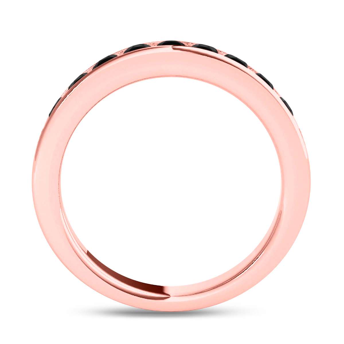 1.00 Carat Channel Set Natural Black Diamond Wedding Band For Women in 14K Rose White & Yellow Gold Mauli Jewels