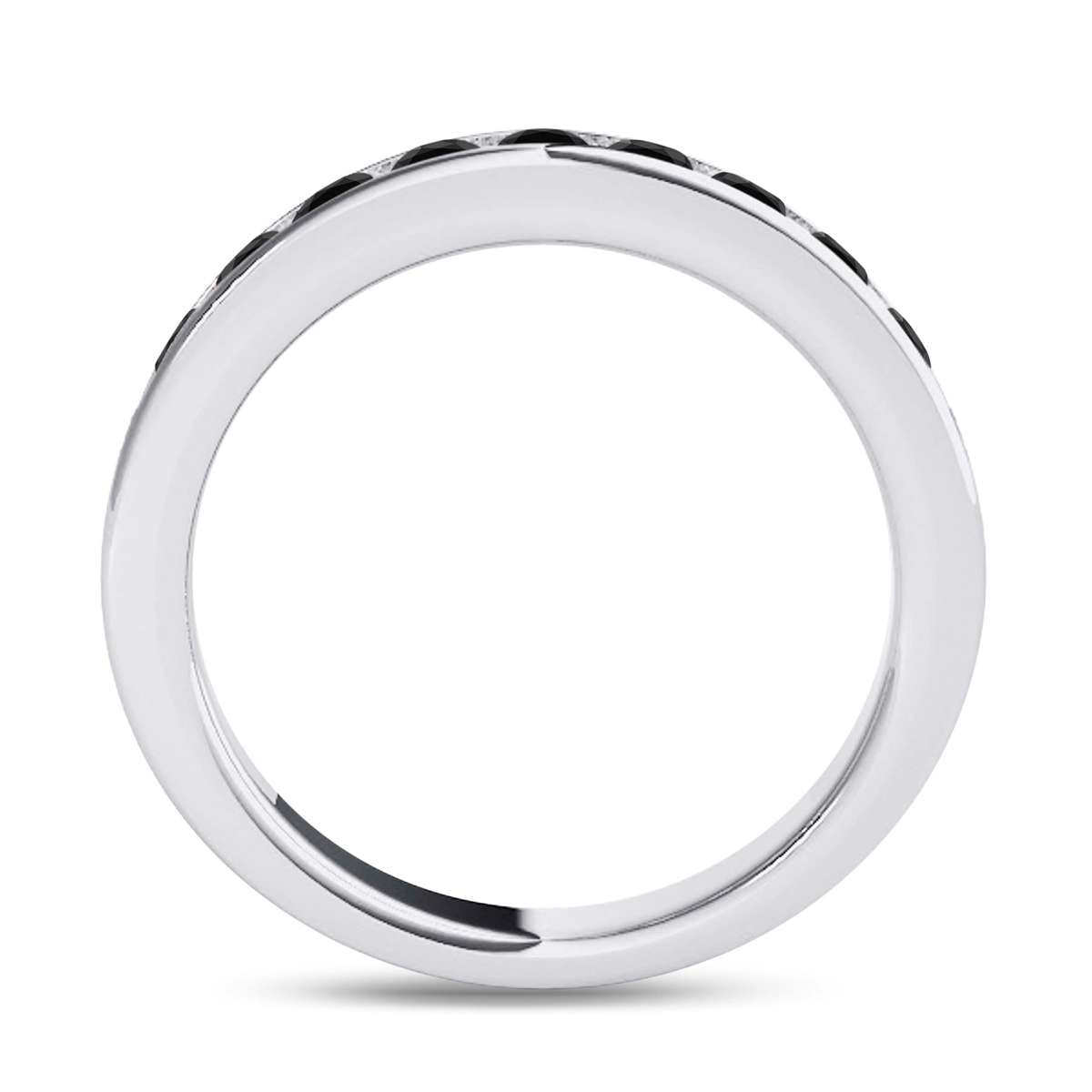 1.00 Carat Channel Set Natural Black Diamond Wedding Band For Women in 14K Rose White & Yellow Gold Mauli Jewels