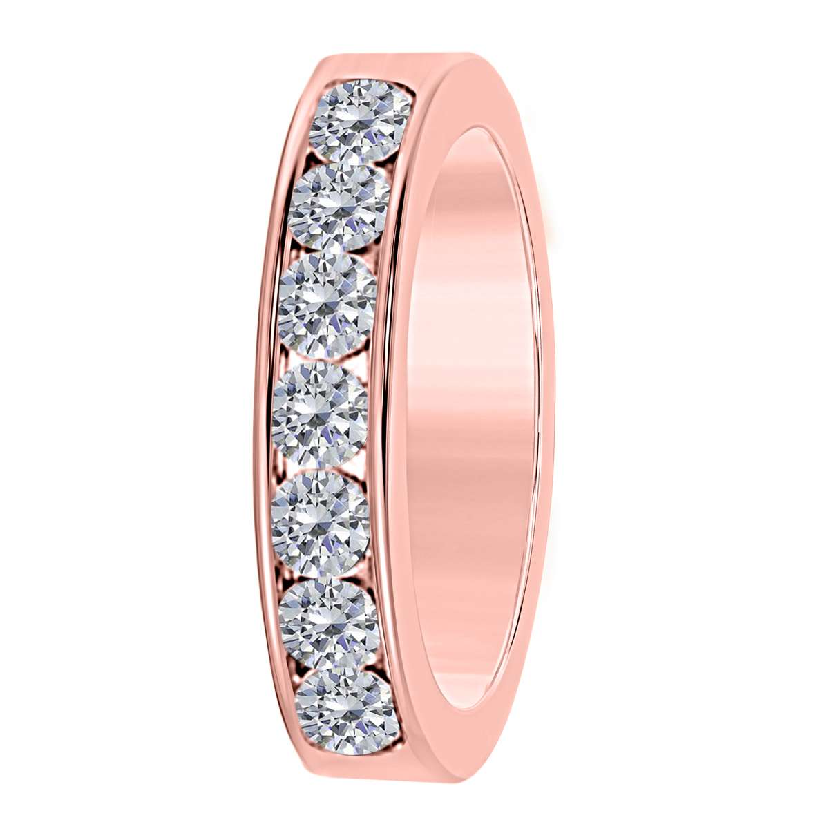 1/2 Carat Brilliant Cut Round Diamond 7 Stone Channel Set Engagement Wedding Band In 14K Rose White & Yellow Gold Mauli Jewels