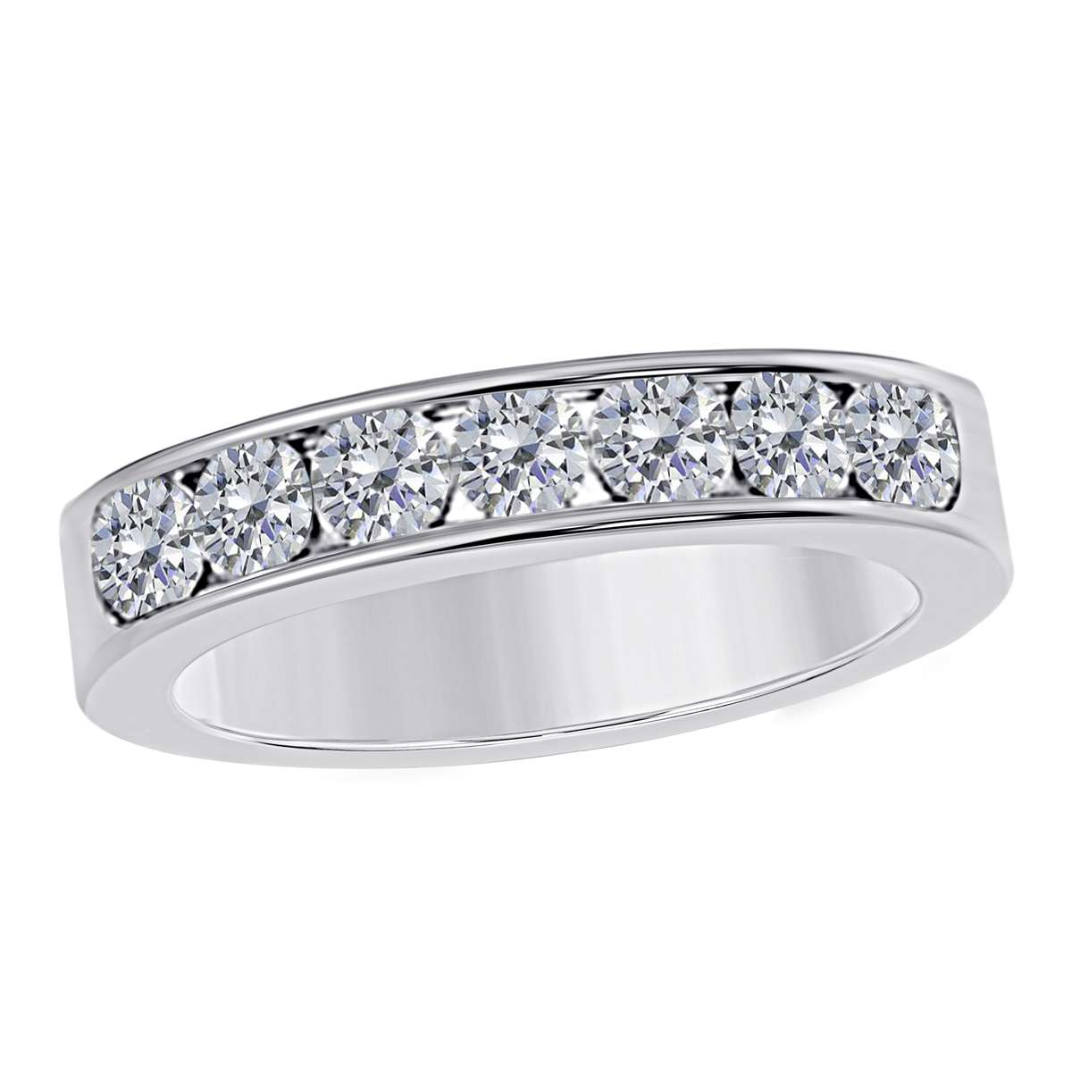 1/2 Carat Brilliant Cut Round Diamond 7 Stone Channel Set Engagement Wedding Band In 14K Rose White & Yellow Gold Mauli Jewels