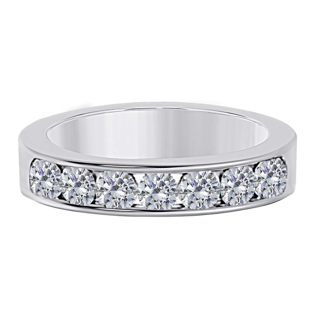 1/2 Carat Brilliant Cut Round Diamond 7 Stone Channel Set Engagement Wedding Band In 14K Rose White & Yellow Gold Mauli Jewels