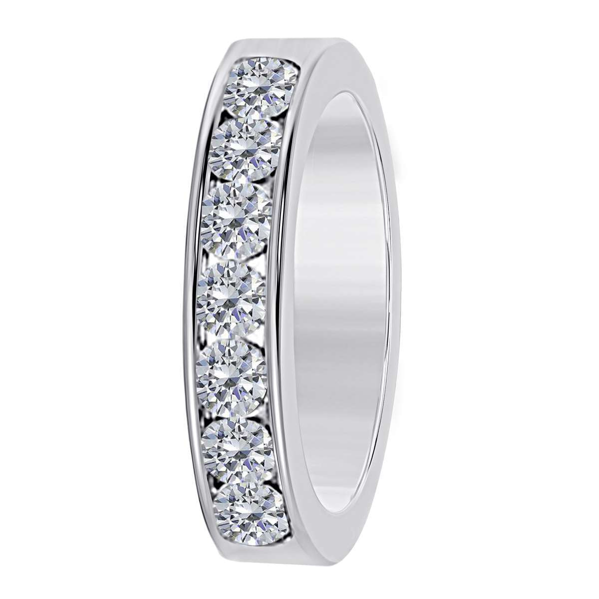 1/2 Carat Brilliant Cut Round Diamond 7 Stone Channel Set Engagement Wedding Band In 14K Rose White & Yellow Gold Mauli Jewels