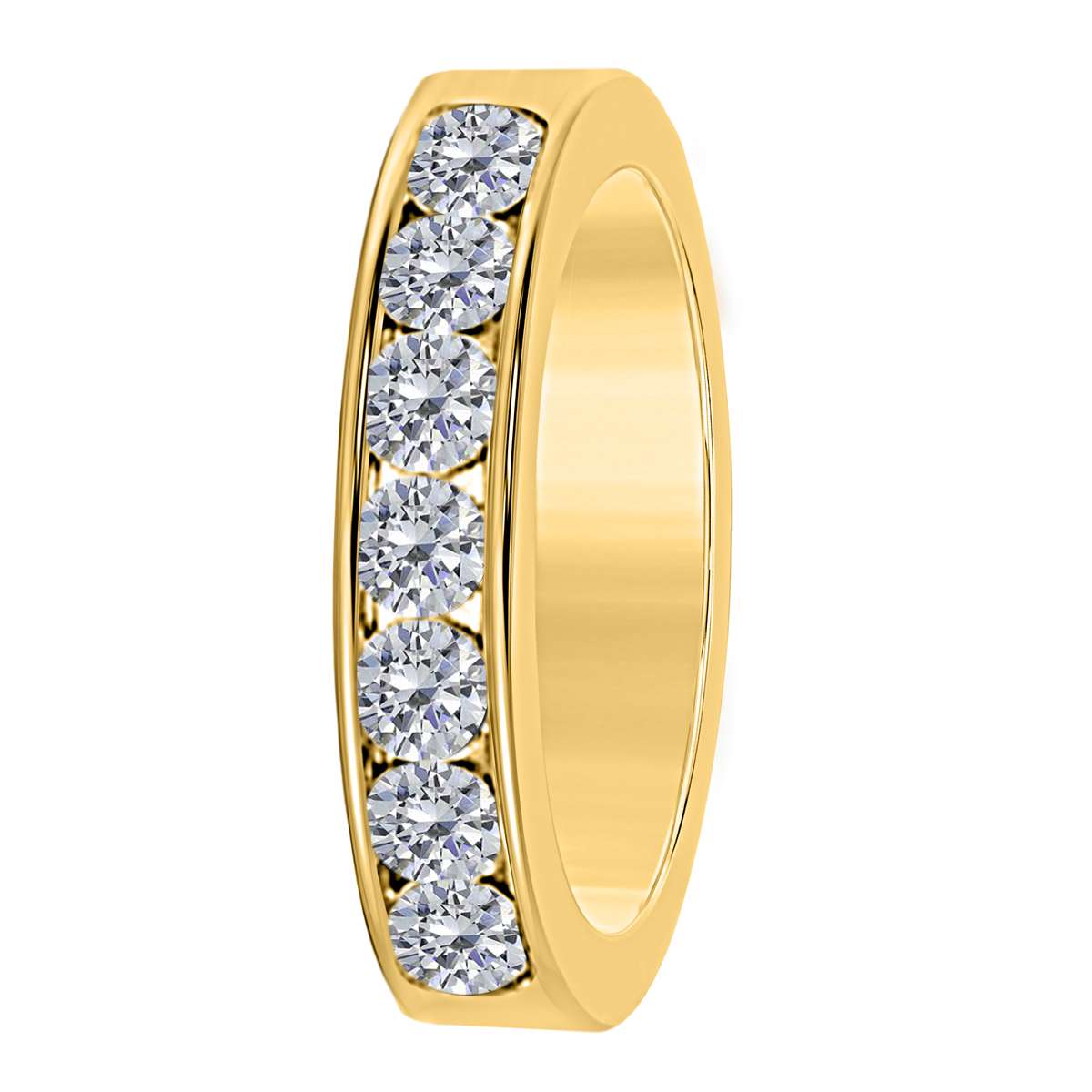 1/2 Carat Brilliant Cut Round Diamond 7 Stone Channel Set Engagement Wedding Band In 14K Rose White & Yellow Gold Mauli Jewels