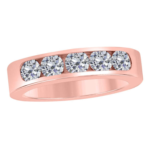 0.50 Carat Five Stone Channel Set Engagement Wedding Band In 14K White Rose & Yellow Gold Mauli Jewels