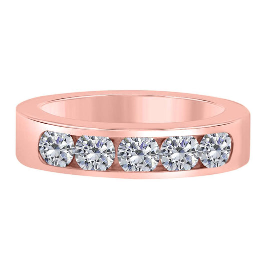 0.50 Carat Five Stone Channel Set Engagement Wedding Band In 14K White Rose & Yellow Gold Mauli Jewels