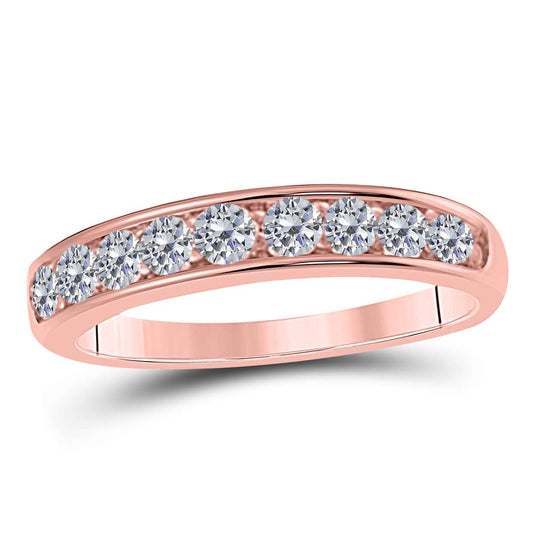 1/2 Carat Brilliant Cut Channel Set Wedding Band In 10K Rose White & Yellow Gold Mauli Jewels