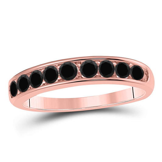 1/2 Carat Black Diamond Channel Set Wedding Band 10K Solid Rose, White & Yellow Gold Mauli Jewels