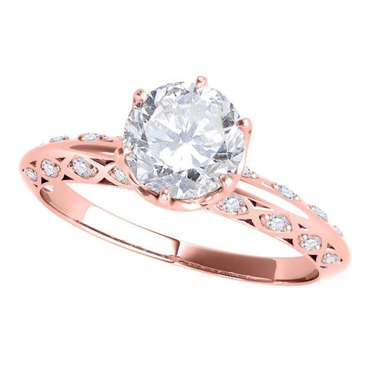 0.75 Carat Halo Diamond Engagement Ring (H-I/I1-I2) in 14K Rose, White & Yellow Gold - Prong Set for Women Mauli Jewels
