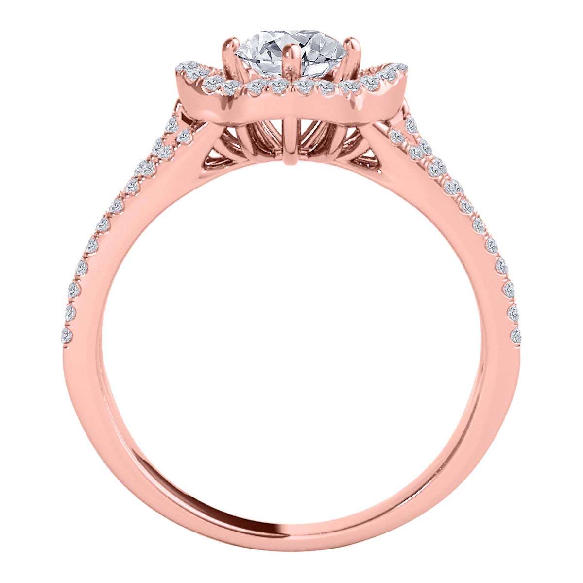 1.00 Carat Glitzy Halo Diamond Engagement Wedding Ring In 14K Solid Rose White & Yellow Gold Mauli Jewels