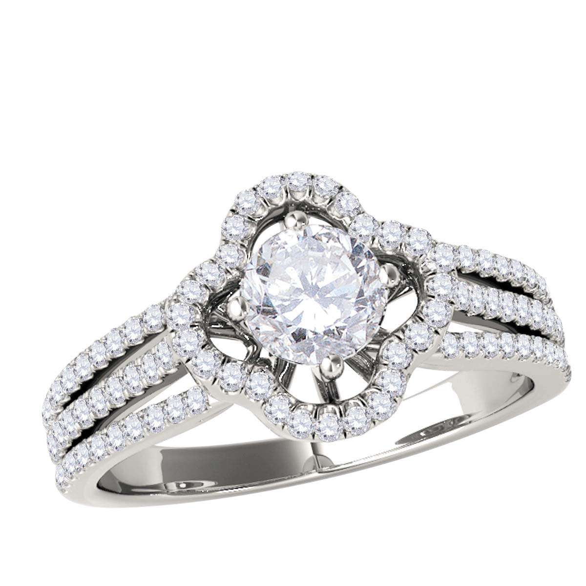 1.00 Carat Glitzy Halo Diamond Engagement Wedding Ring In 14K Solid Rose White & Yellow Gold Mauli Jewels