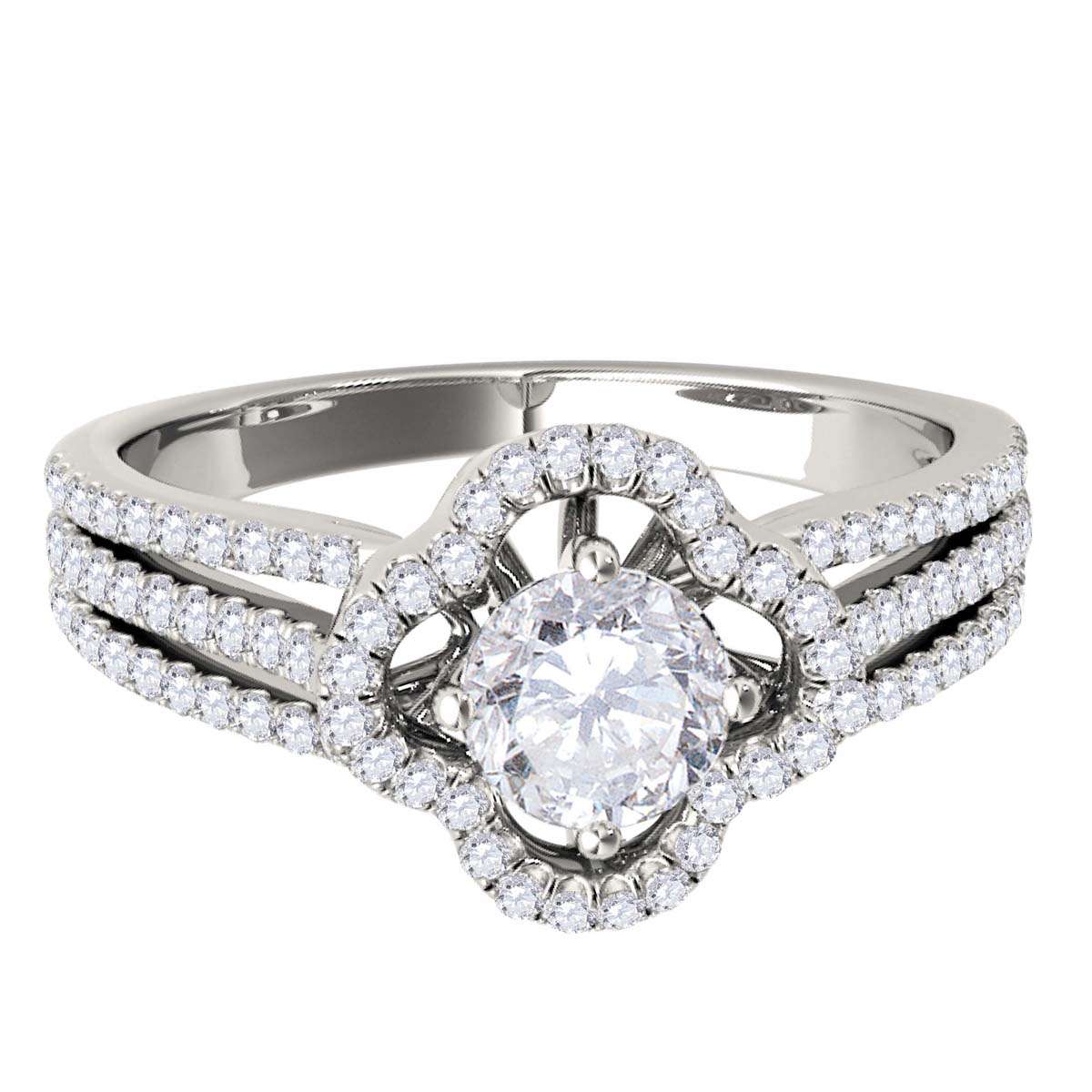 1.00 Carat Glitzy Halo Diamond Engagement Wedding Ring In 14K Solid Rose White & Yellow Gold Mauli Jewels