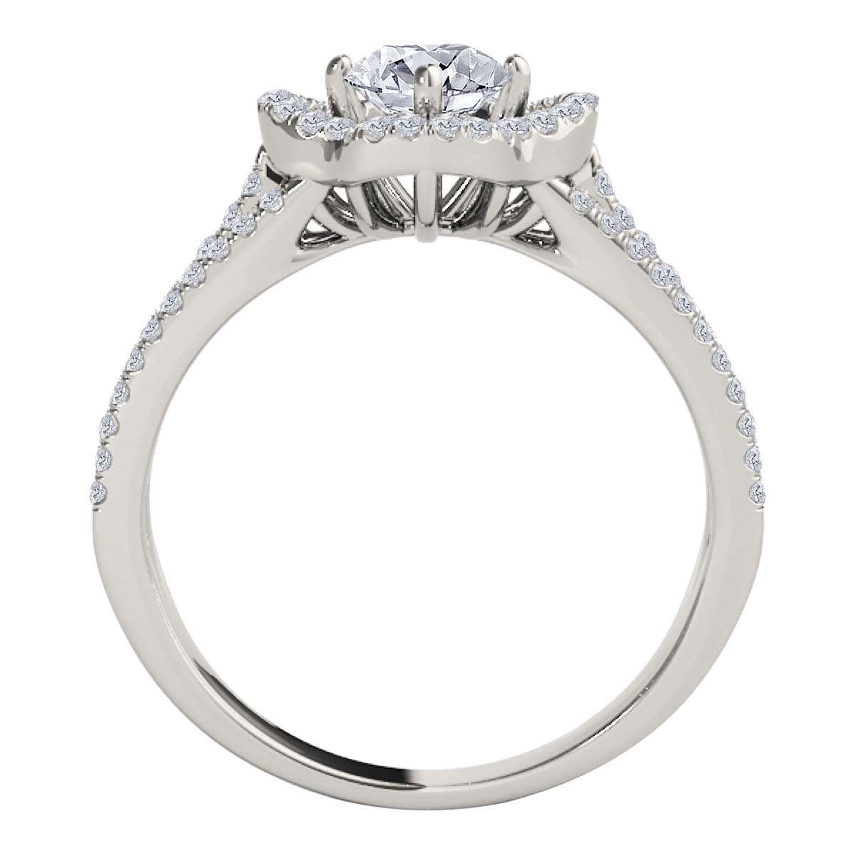 1.00 Carat Glitzy Halo Diamond Engagement Wedding Ring In 14K Solid Rose White & Yellow Gold Mauli Jewels