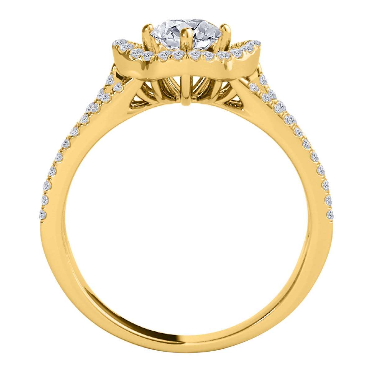 1.00 Carat Glitzy Halo Diamond Engagement Wedding Ring In 14K Solid Rose White & Yellow Gold Mauli Jewels