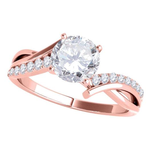 0.50 Carat Diamond Halo Engagement Ring with Intertwined Design in 14K Rose Gold | Mauli Jewels Mauli Jewels