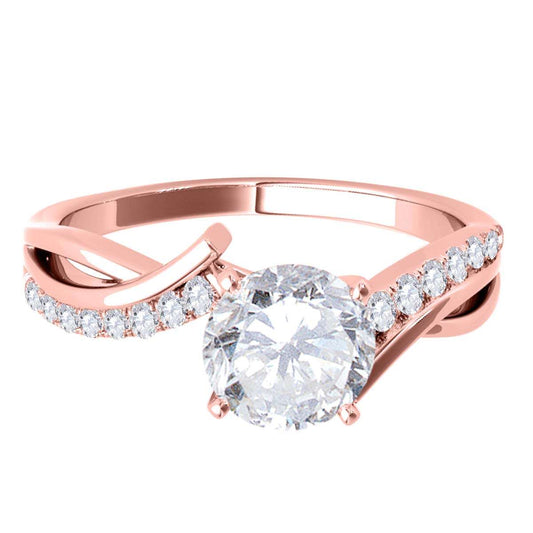 0.50 Carat Diamond Halo Engagement Ring with Intertwined Design in 14K Rose Gold | Mauli Jewels Mauli Jewels