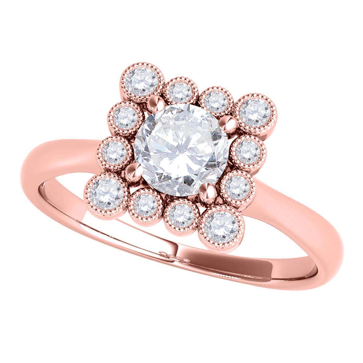 0.50 Carat Unique Design Diamond Engagement Ring in 14K Rose, White & Yellow Gold Mauli Jewels