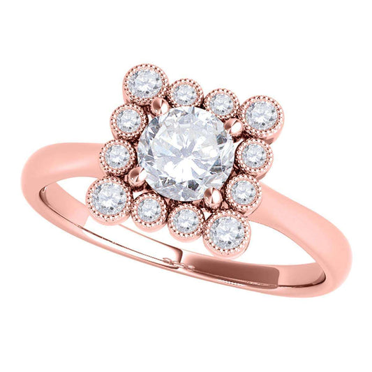 0.50 Carat Unique Design Diamond Engagement Ring in 14K Rose, White & Yellow Gold Mauli Jewels