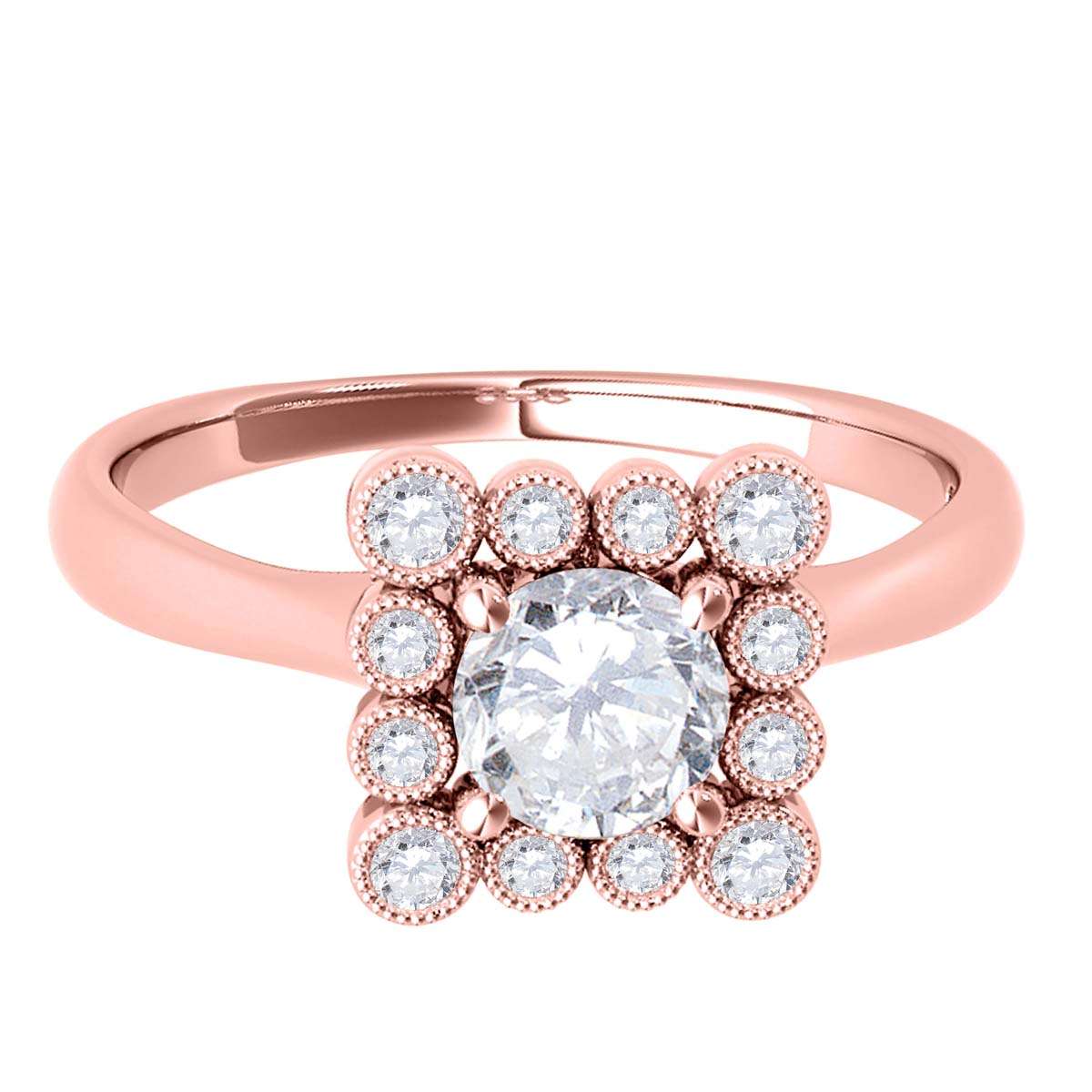 0.50 Carat Unique Design Diamond Engagement Ring in 14K Rose, White & Yellow Gold Mauli Jewels