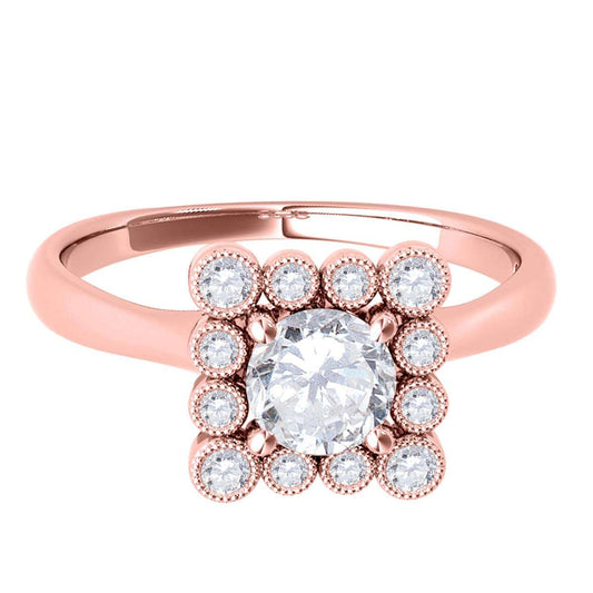0.50 Carat Unique Design Diamond Engagement Ring in 14K Rose, White & Yellow Gold Mauli Jewels