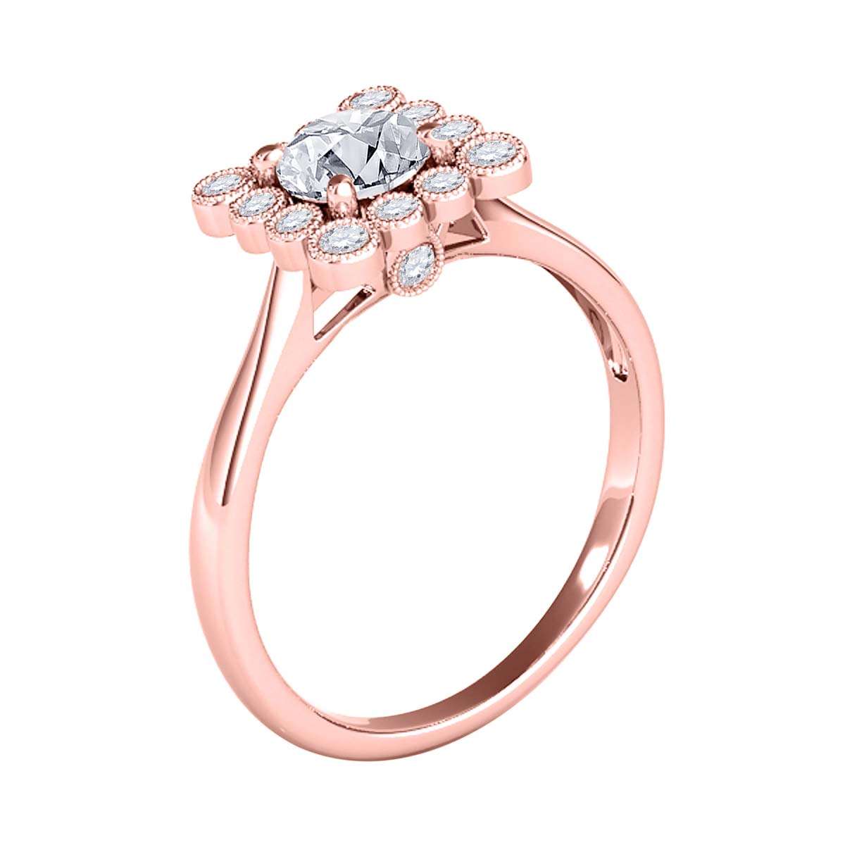 0.50 Carat Unique Design Diamond Engagement Ring in 14K Rose, White & Yellow Gold Mauli Jewels