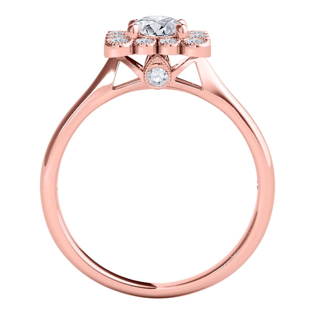 0.50 Carat Unique Design Diamond Engagement Ring in 14K Rose, White & Yellow Gold Mauli Jewels