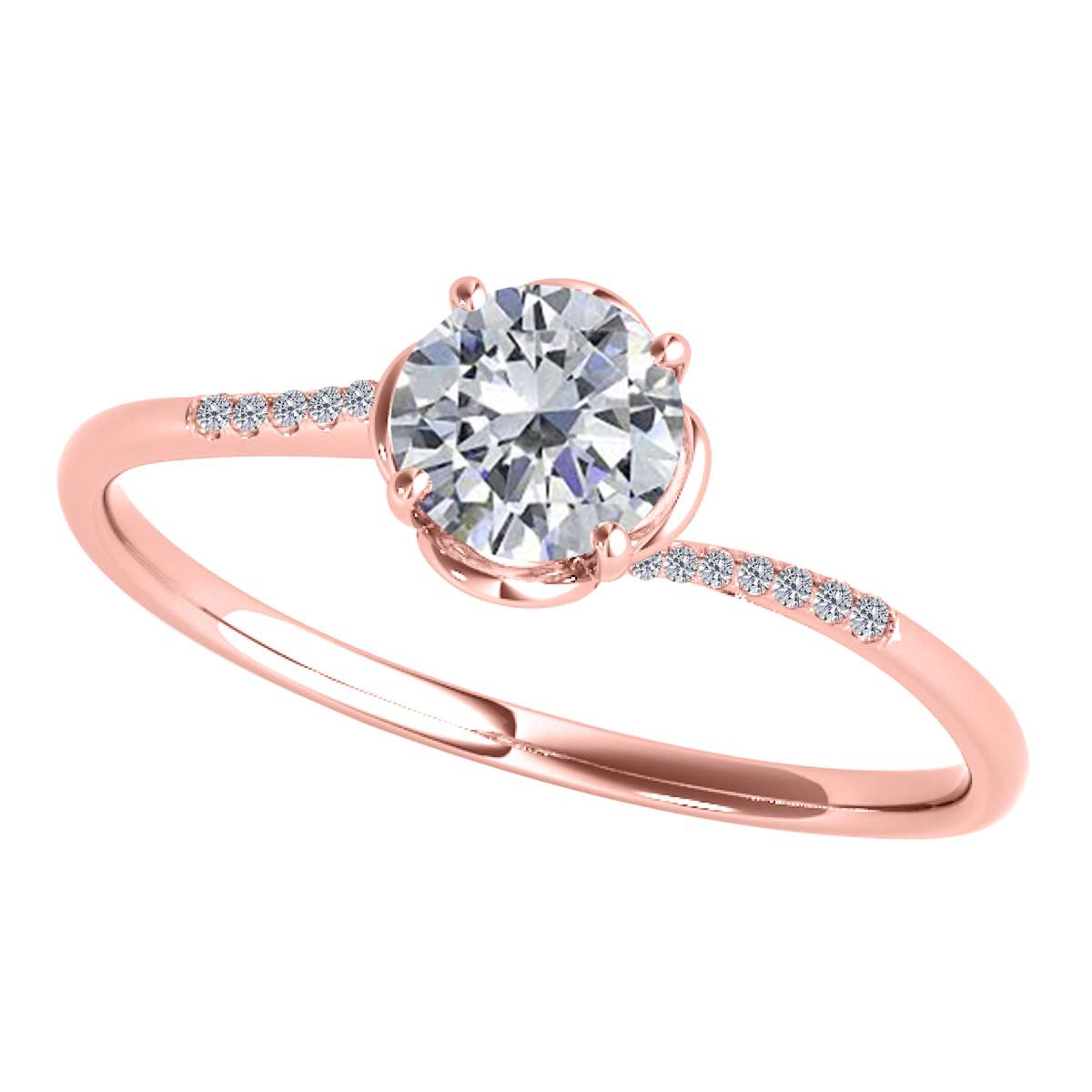 0.35 Carat Flower-Shaped Diamond Wedding Engagement Ring for Women in 10K Rose, White, or Yellow Gold Mauli Jewels