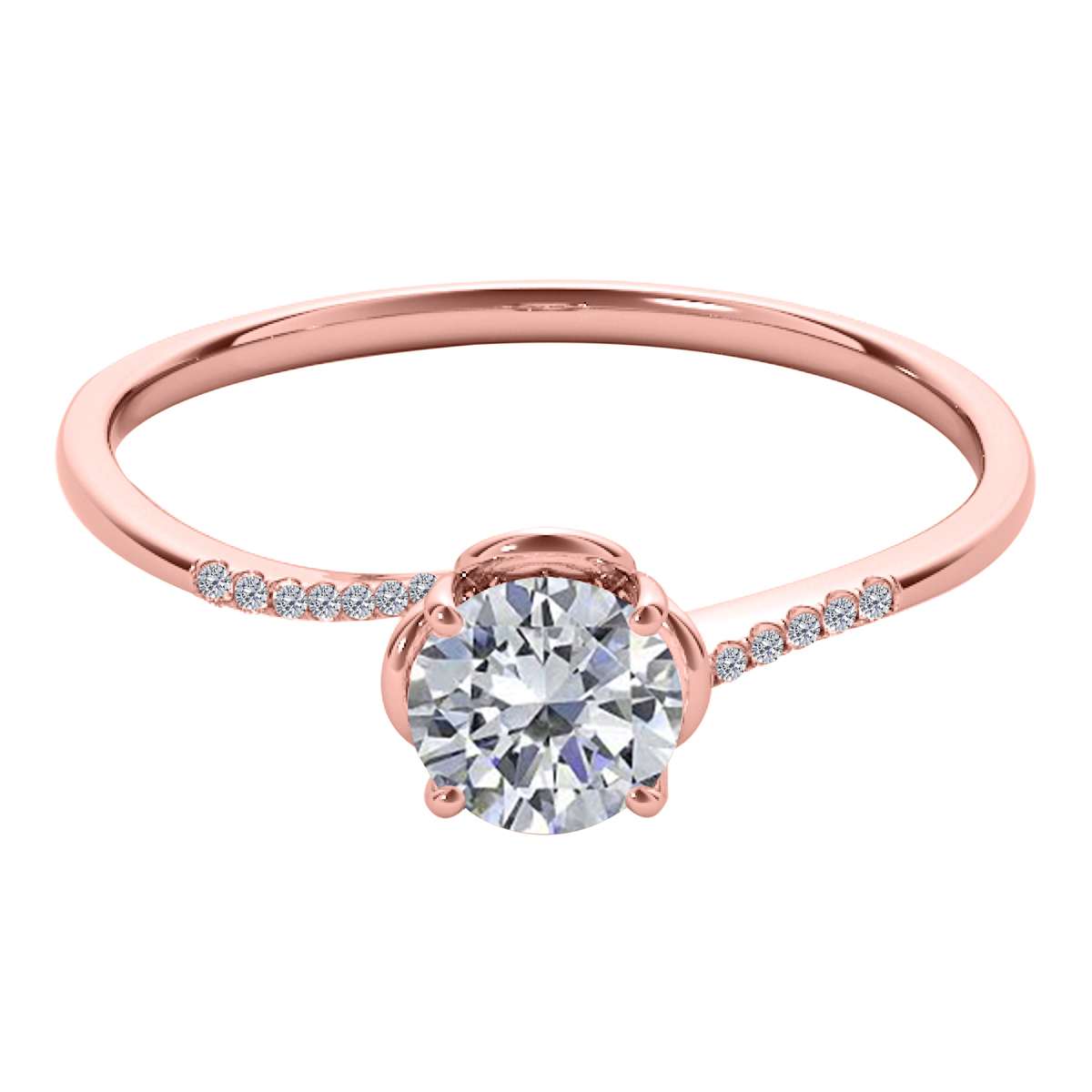 0.35 Carat Flower-Shaped Diamond Wedding Engagement Ring for Women in 10K Rose, White, or Yellow Gold Mauli Jewels