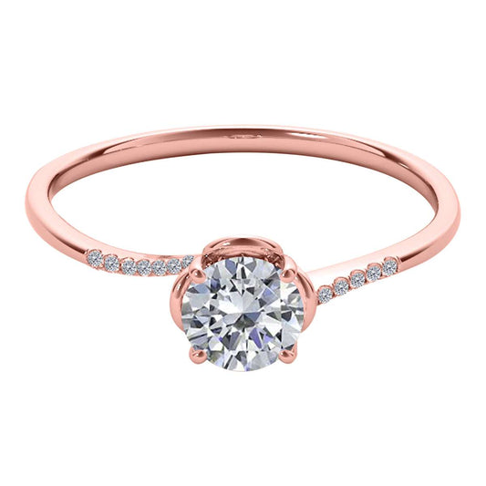 0.35 Carat Flower-Shaped Diamond Wedding Engagement Ring for Women in 10K Rose, White, or Yellow Gold Mauli Jewels