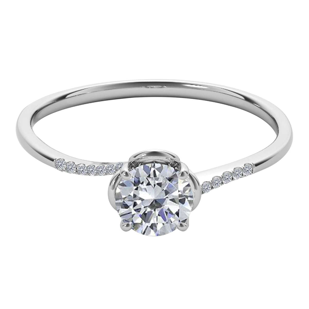 0.35 Carat Flower-Shaped Diamond Wedding Engagement Ring for Women in 10K Rose, White, or Yellow Gold Mauli Jewels
