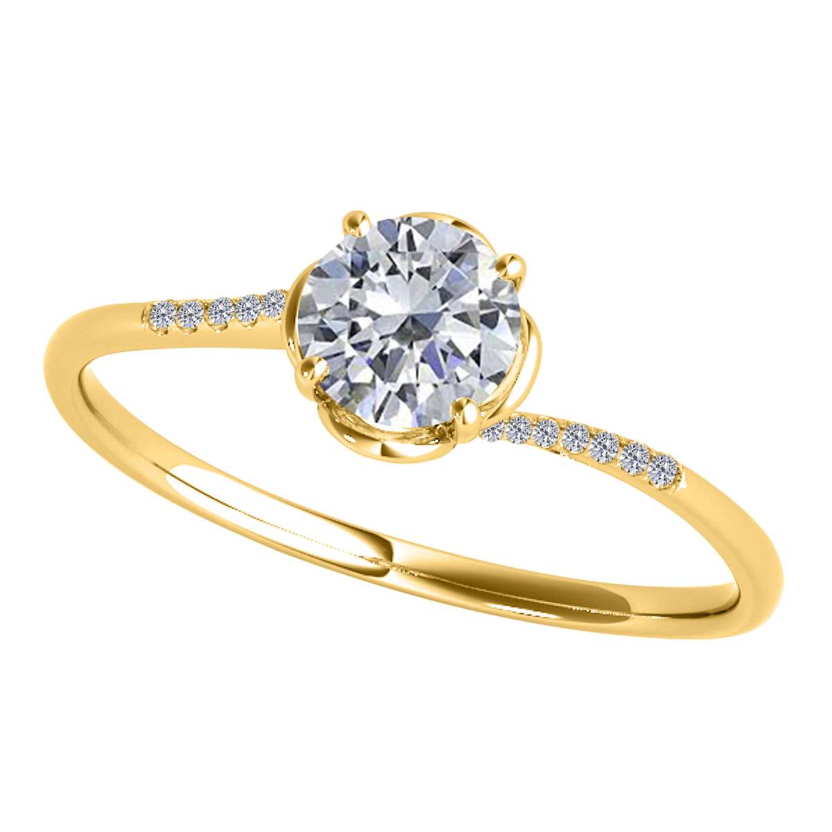 0.35 Carat Flower-Shaped Diamond Wedding Engagement Ring for Women in 10K Rose, White, or Yellow Gold Mauli Jewels