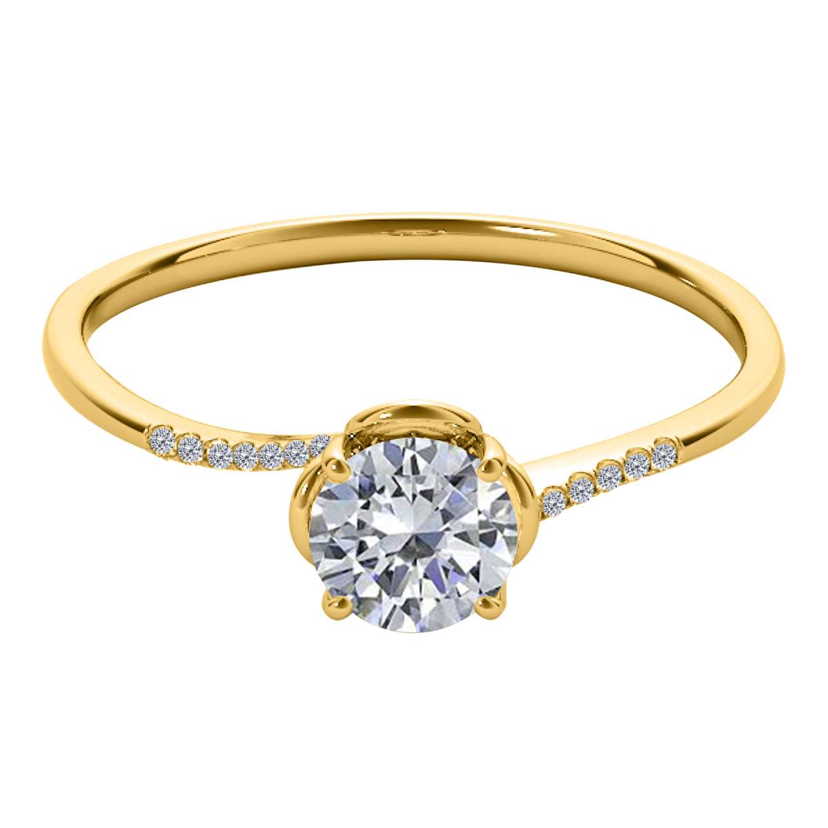 0.35 Carat Flower-Shaped Diamond Wedding Engagement Ring for Women in 10K Rose, White, or Yellow Gold Mauli Jewels