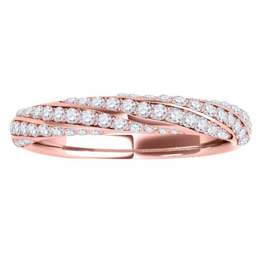 MauliJewels 0.60 Carat White Diamond Wedding Band  for Women 14K Solid Rose, White Yellow Gold Mauli Jewels