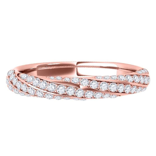 MauliJewels 0.60 Carat White Diamond Wedding Band  for Women 14K Solid Rose, White Yellow Gold Mauli Jewels