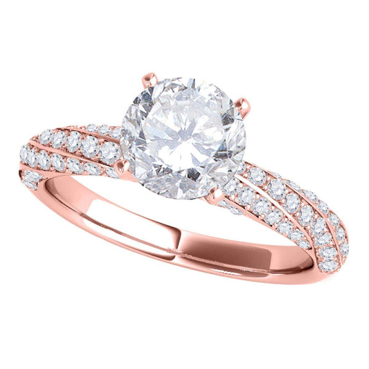 1.03 Carat Brilliant Natural Diamond Solitaire Engagement Rings For Women In 14K Rose White & Yellow Gold Mauli Jewels