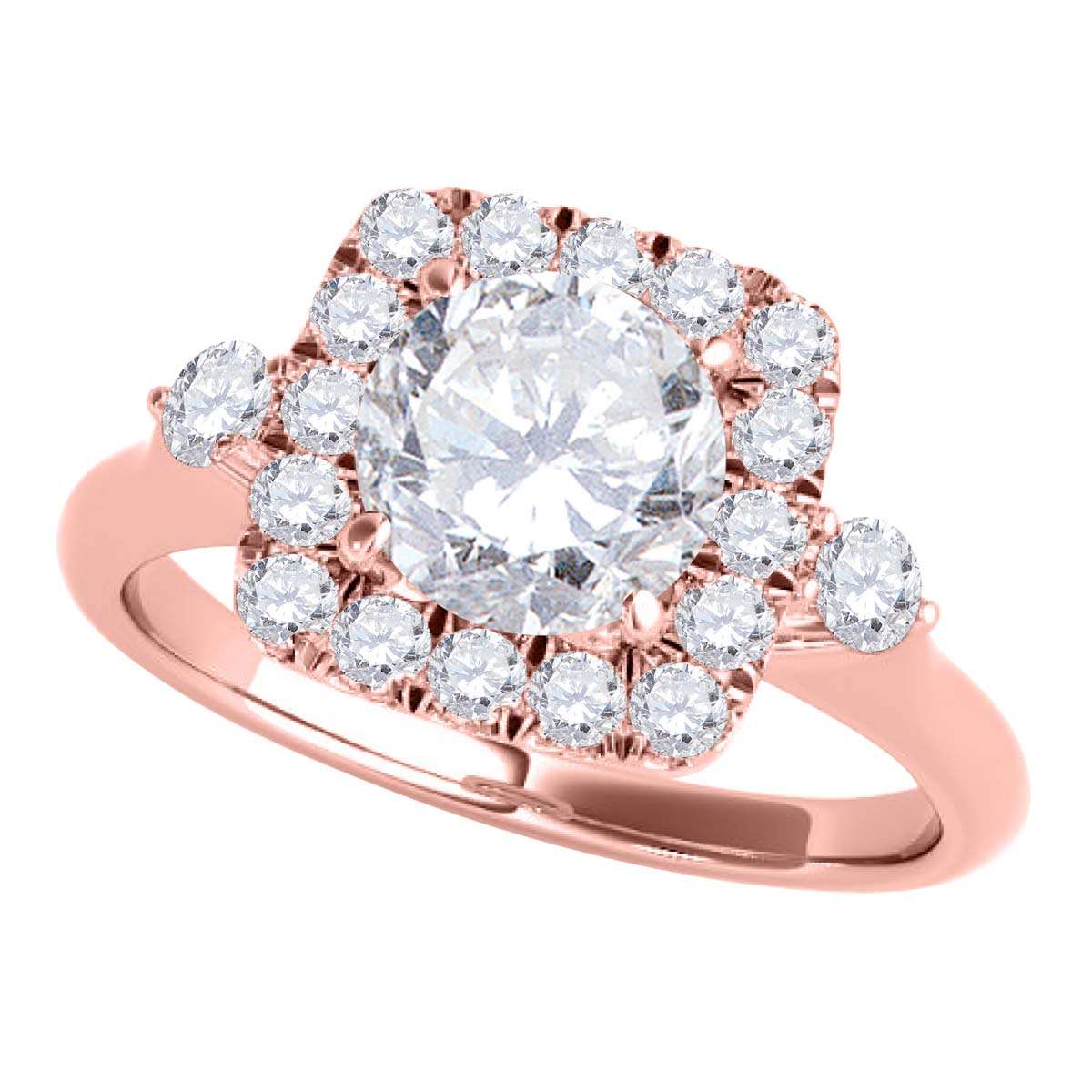 1.00 Carat Halo Natural Diamond Engagement Ring for Women in 14K Rose, White & Yellow Gold Mauli Jewels
