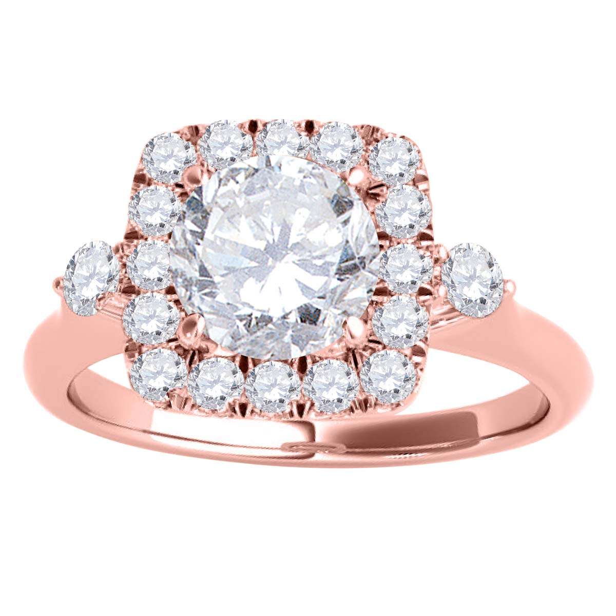 1.00 Carat Halo Natural Diamond Engagement Ring for Women in 14K Rose, White & Yellow Gold Mauli Jewels