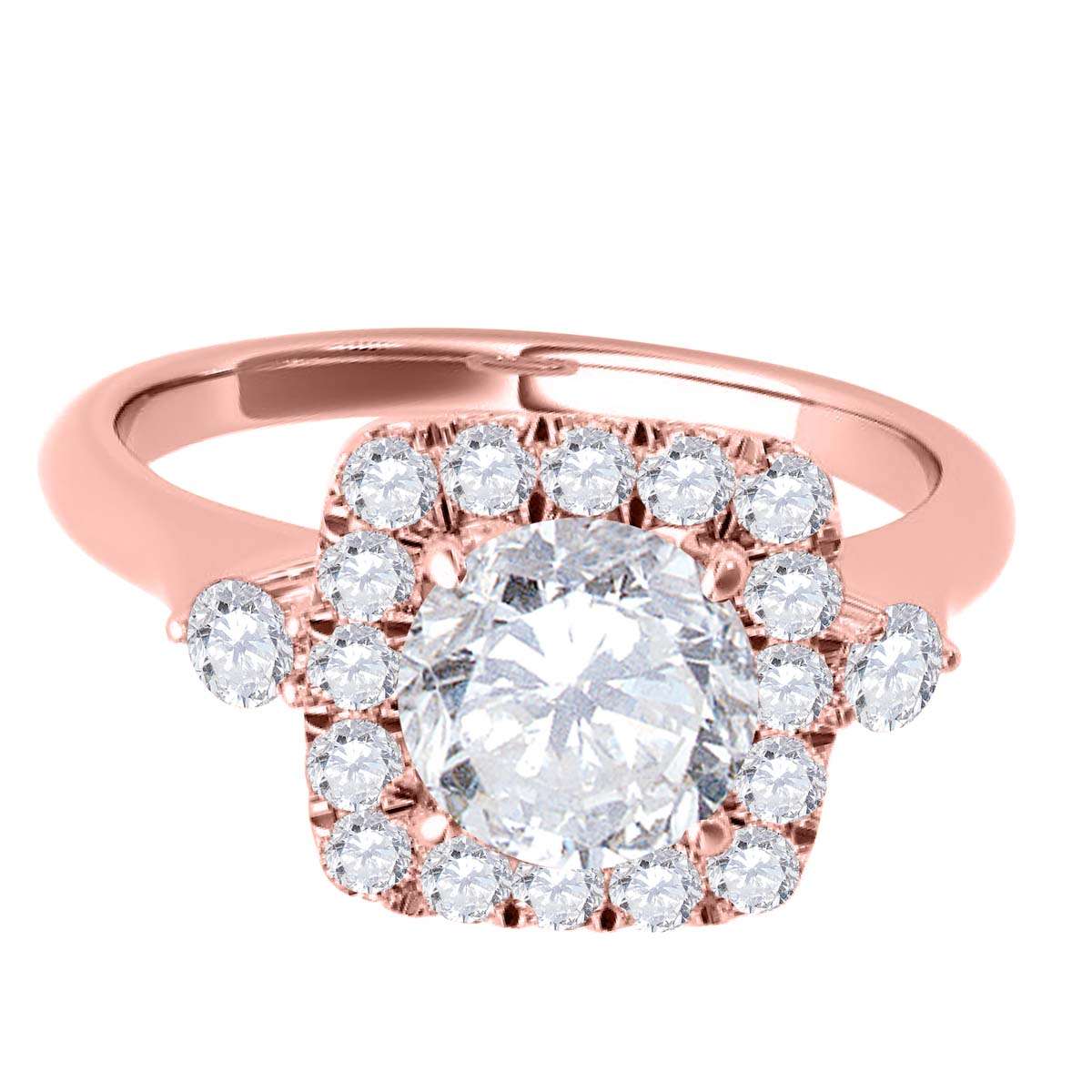 1.00 Carat Halo Natural Diamond Engagement Ring for Women in 14K Rose, White & Yellow Gold Mauli Jewels